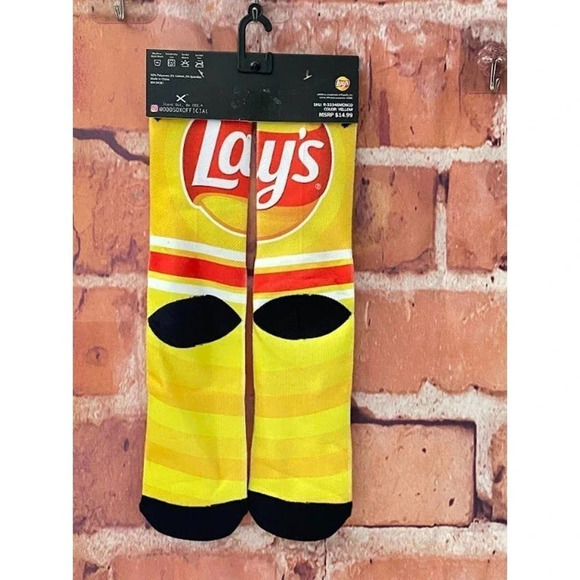 Lays Potato Chips ODD SOX Soft Casual Crew Socks Fits Sizes 6-13 Unisex Colorful - Picture 2 of 7